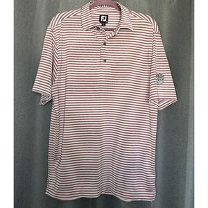 FootJoy Shirt Mens Medium Red White Striped Short Sleeve Polo‎ Logo Bon Air CC